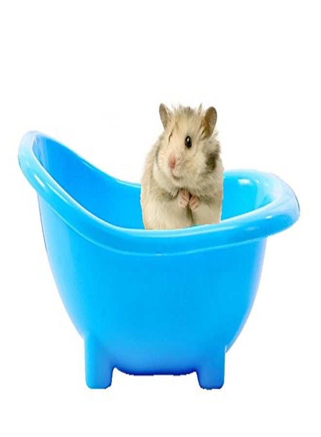 Sage Square 19cm Bath Sand Tub Cum Bathroom for Hamster/Dwarf/Gerbil/Chinchilla/Mice (Blue) - Image 1